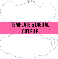 a pink ribbon with the words template & digital cut file on it in black and white