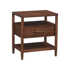 an end table with two drawers and one drawer on the bottom, against a white background