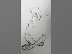 a drawing of a person on a skateboard in the air with one foot up