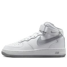 (GS) Nike Air Force 1 Mid LE 'White Wolf Grey' DH2933-101 (AF1/SNKR/Skate/Mid Top/Non-Slip/Wear-resistant) White Nike Air Force 1 For Sports, White Nike Air Force 1 Casual Sports, White Nike Air Force 1 Casual Sports Shoes, White Mid-top Nike Air Force 1, White Mid-top Skate Shoes For Light Sports, White High-top Nike Air Force 1, Nike White High-top Skate Shoes, Gray High-top Nike Air Force 1, White Mid-top Skate Shoes For Sports