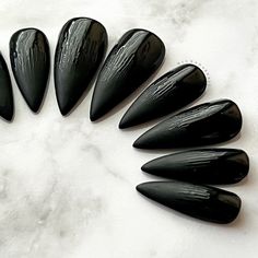 Black on Black: Claws Matte Black Press On Nails, Black Claw Nails Design, Black Lace Press On Nails, Goth Press On Nails, Press On Gothic Nails, Black Claws, Country Nails, Claw Nails, Velvet Matte