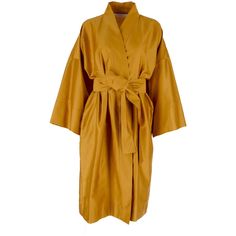 Kimono Antique Gold - Yellow Cotton Dressing Gown + Complimentary Gift Wrapping  Welcome our luxury, super soft and made from natural cotton sateen kimono! It is our newest addition to our Autumn Collection 2024.  The robe kimono is cut for a relaxed fit, ensuring it looks flattering on many body shapes. It features generous kimono proportions and is fastened with a sateen sash tie.   The premium long-fiber cotton sateen with a TC300 weaving density is designed for durability. Cotton sateen is a Luxury Yellow Women's Kimono, Dressing Gown Robe Yellow, Gold Kimono, Orange Kimono, Ceremonial Clothing, Womens Bathrobes, Cotton Dressing Gown, Autumn Collection, Cotton Kimono