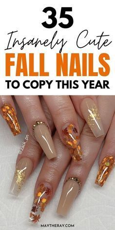 New Fall Nail Designs, September Acrylic Nails Ideas, Fall Acrylic Nails Autumn Coffin, Cute Acrylic Nails For Fall, Fall Coffin Nail Designs, Simple Autumn Nails Short, Fall Acrylic Nails Ideas, Fall Nail Designs Acrylic, Short Nail Designs Fall