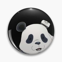 a button with a panda bear on it