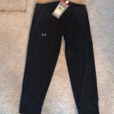 Brand New, With Tags Under Armour Crop Black Leggings Under Armour Stretch Casual Pants, Casual Stretch Pants By Under Armour, Casual Stretch Under Armour Leggings, Casual Workout Pants By Under Armour, Casual Stretch Bottoms By Under Armour, Under Armour Casual Gym Pants, Casual Under Armour Pants For Gym, Casual Under Armour Gym Pants, Casual Gym Pants From Under Armour