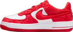 White Nike Sneakers For Winter, Air Force 1 Valentines Day, Red Puffer, Warm Fuzzies, Sweet Valentine, Store Hours, Air Force 1 Low, Pretty Shoes, Red Fire