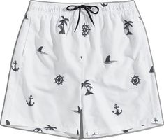 Casual Swim Trunks For Beach Party, White Short Bottoms For Beach Party, Casual White Swim Trunks For Beach Party, White Bermuda Bottoms For Beach Season, White Shorts For Beach Party Vacation, Casual White Swimwear For Beach Party, White Casual Shorts For Vacation, Casual White Shorts For Vacation, White Casual Vacation Shorts