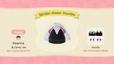 an animal crossing character's outfit is shown in the game spider - awen hoodie