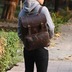 Vintage Leather Backpack, Brown Leather Backpack, Rucksack, Personalized Men Leather Backpack, Hipster Backpack gifts for him her Features: * Full Grain Leather * Inside 1 Wallet Pocket, 1 Cell Pocket, 1 Zipper Pocket, 1 Laptop Sleeve, 1 Front Zipper Pocket, 1 Back Zipper Pocket. * YKK Zipper & Brass Fittings * Adjustable Shoulder Strap * Large Size: The main Pocket can fit a 15" Laptop, and the laptop sleeve can fit a 15.6'' laptop. Color: Vintage Distressed Brown Dimensions: Height: 41cm/16 in Brown Satchel Backpack For Gift, Rectangular Large Capacity Backpack Gift, Large Capacity Backpack Gift, Gift Backpack, Hipster Backpack, Vintage Leather Backpack, Backpack Gift, Brown Leather Backpack, Backpack Laptop