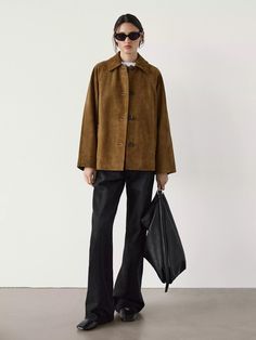 Leather nubuck jacket - Dark mink | ZARA United States Camel Skirts, Trench Coat Dress, Cardigan Sweater Dress, Shirt Blouses Tops, Leather Shirt, Pullover Shirt, T Shirt Vest, Suede Jacket, Massimo Dutti