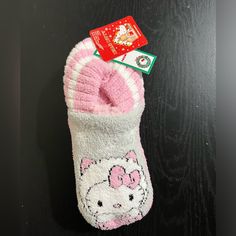 Sanrio Hello Kitty Christmas Winter Snowflake Holiday Slipper Socks Faux Fur New 98% Polyester 2% Spandex Shoe Size 4-10 Sock Size 9-11 Hello Kitty Christmas Pants, Hello Kitty Winter Boots, Hello Kitty Socks, Hello Kitty Slippers Woman, Pink Harajuku Winter Socks, Holiday Slippers, Hello Kitty Accessories, Hello Kitty Christmas, Winter Snowflakes