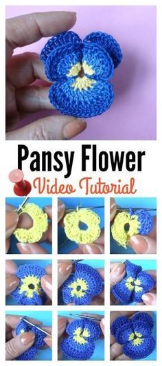 crochet video instructions for how to make an easy flower