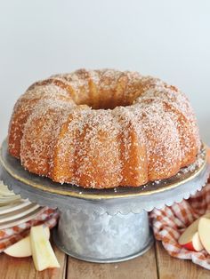 a bundt cake sitting on top of a metal pan