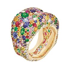 Fabergé Watches - Emotion Multi-Coloured Thin Ring | Manfredi Jewels Color Explosion, Rainbow Jewelry, Jewels Rings, Colorful Jewelry, Star Jewelry, Pink Ring, Blue Sapphire Rings, Fine Jewelry Collection, Color Ring