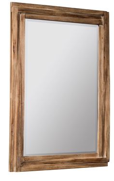 a wooden framed mirror on a white background with clippings to the bottom edge