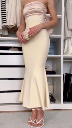 Crossett Dress, Elegant Sets For Women, Elegant Classy Feminine Outfits, Classy Dresses Aesthetic, How To Make A Plain Dress Look Fancy, Delicate Outfits Aesthetic, Satin Dresses Aesthetic, Elegant Long Dresses Classy, Fancy Dresses Classy