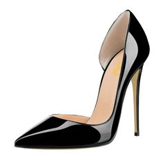 Black Patent Leather Stiletto Heels Dorsay Pumps Classy Chic Formal Shoes For Office Lady Women's Fashion Shoes For Autumn 2019 Office Heels, Black High Heel Pumps, Black Stiletto Heels, Velvet Pumps, Heels Dress, Strappy High Heels, Black Stilettos