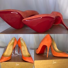 New Christian Louboutin Suede Pump “Kate” 100mm Never Worn. Size 36 (6) Signature Red Leather Sole Made In Italy Great Condition. Beautiful Color. Will Take Offers ! Luxury Orange Pointed Toe Heels, Luxury Orange Heels With Pointed Toe, Designer Orange Heels For Formal Occasions, Designer Orange Pointed Toe Heels, Designer Orange Heels With Pointed Toe, Elegant Orange Heels With Reinforced Heel, Kate Louboutin, So Kate Louboutin, Blue Suede Pumps