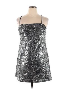 H&M Cocktail Dress Size: X-Large Silver Dresses - new. No Fabric Content, Halter, Short, Sleeveless | H&M Cocktail Dress: Silver Dresses - New - Size X-Large Sleeveless Cocktail Mini Dress By H&m, H&m Sleeveless Mini Dress For Cocktail, Fitted Sequin Dresses From H&m, H&m Cocktail Dress For Party Season, H&m Sequin Dresses For Party Season, H&m Cocktail Dresses For Party Season, H&m Sleeveless Mini Dress For Party, H&m Sequined Dresses For Night Out, H&m Sleeveless Cocktail Dress