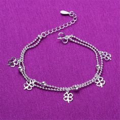 Celebrate sunny days by rolling up your cuffs to reveal this versatile anklet made light-catching with a shining silver-plated finish. 9.84" L Lobster claw clasp Silver-plated copper How To Make Light, Fashion Korean, Four Leaf Clover, Watch Necklace, Accessories Bracelets, Lobster Claw, Womens Jewelry Bracelets, Fashion Bracelets, Womens Bracelets