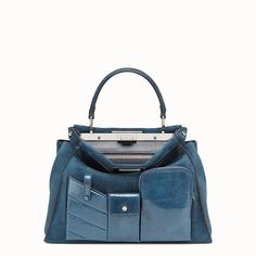 Fendi Peekaboo Pocket Bag - Luxury Next Season Sophisticated Women, Fendi Peekaboo, Snake Leather, Medium Handbags, How To Make Handbags, Goat Leather, Timeless Handbag, Pocket Bag, Blue Suede