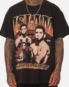 Get your hands on a tee that hits just as hard as the legends of the UFC with this massive Goat Crew collab. Featuring printed graphics and a premium cotton finish that’s made to hold out in the octagon, this is the one to cop. Only available at Culture Kings! – Collaboration  – Officially licensed  – Printed graphics  – Ribbed crewneck  – Twin needle stitching  – Dropped shoulders  – Short sleeves  – Vintage wash  – Material: 100% Cotton  – Colour: Black Wash  – Style: GCISLMAKTT Islam Makhachev, Rap Tee, Culture Kings, Casual Tee, Stylish Shirts, Ufc, Vintage Tshirts, Unisex Fashion, Goats