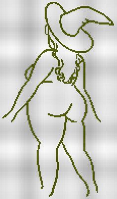 a drawing of a bird with a hat on it's head is shown in the cross stitch pattern