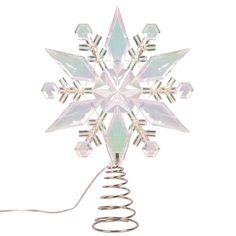 a snowflake is shown on top of a spiral wire with an electric cord attached to it