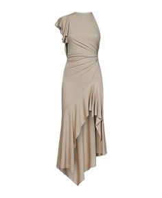 Alexandre Vauthier Beige One-shoulder Viscose Dress | italist, ALWAYS LIKE A SALE Beige Dress Aesthetic, Alexander Vauthier, Draped Midi Dresses, Beige Dress, Viscose Dress, Alexandre Vauthier, Couture Designers, Dress Aesthetic, Beige Dresses