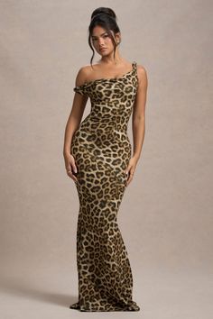 Leopard Dress Outfit, Leopard Print Birthday, Birthday Looks, Gold Birthday Outfit, Issa Vibe, Asymmetric Neckline