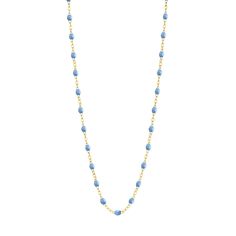 Gigi Clozeau - Classic Gigi Sky necklace, yellow gold, 16.5 Elegant Blue Necklace With Satellite Chain, Elegant Blue Necklace With Cable Chain, Blue 14k Gold Cable Chain Jewelry, Blue Cable Chain Necklace For Gifts, Blue Clavicle Chain Necklace, Elegant Blue Necklace With Chain, Dainty Blue Necklaces With Satellite Chain, Dainty Blue Necklace With Satellite Chain, Blue 14k Gold Necklace With Adjustable Chain