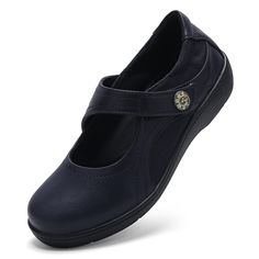 PRICES MAY VARY. [ SLIP ON ENTRY ] Experience effortless slip-on style with the hook and loop strap, providing a secure and comfortable fit on the top of your foot. This mary jane shoe accommodates a range of foot sizes, making it easy to find your perfect fit without sacrificing comfort [ MEMORY FOAM INSOLE ] The removable memory foam insoles make you feel like walking on cloud. Designed for women who experience foot discomfort, plantar fasciitis or foot/leg fatigue. Additionally, moisture-wick Nursing Black Shoes, Non Slip Work Shoes, Doctor Shoes, Orthotic Shoes, Mary Jane Shoe, Proper Posture, Mary Jane Shoes Womens, Walking On Clouds, Wide Fit Shoes