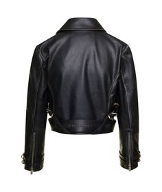 Givenchy Black Leather Crop Biker | italist Luxury Leather Jacket With Zipper Closure, Designer Black Leather Biker Jacket, Luxury Leather Outerwear With Zipper Closure, Leather Biker Jacket With Zipper For Streetwear, Luxury Leather Outerwear For Streetwear, Luxury Leather Jacket With Zipper For Streetwear, Classic Leather Biker Jacket, Designer Leather Jacket With Leather Lining, Modern Black Leather Biker Jacket