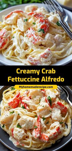 creamy crab fettuccine alfredo is an easy and delicious dinner that's ready in less than 30 minutes