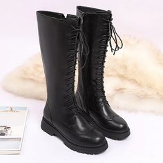 Luca Women's Winter Lace-Up Leather Boots | Ultrasellershoes.com – Ultra Seller Shoes Winter Combat Boots With Wide Calf And Round Toe, Wide Calf Combat Boots With Round Toe For Winter, Wide Calf Faux Leather Lace-up Boots, Spring Faux Leather Knee-high Boots With Round Toe, Casual Flat Heel Knee-high Boots For Winter, Casual Flat Heel Knee-high Winter Boots, Winter Wide Calf Lace-up Combat Boots, Spring Leather Knee-high Combat Boots, Casual Wide Calf Martin Boots In Faux Leather