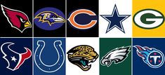 many different nfl logos are shown together