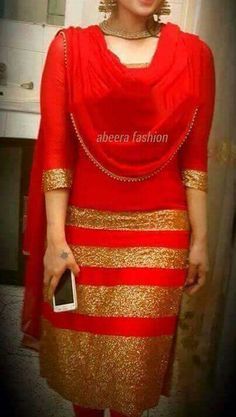 More                                                                                                                                                                                 More Lady Suit Design, Orange Plain, Lady Suit, Punjabi Fashion, Kameez Designs, Designer Punjabi Suits, Punjabi Outfits, Salwar Designs