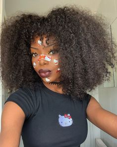 Curly Afro Hair, Brown Girls Makeup, Gothic Hairstyles, Goth Hair, My Mental Health, Punk Hair, Afro Punk, African American Hairstyles, Hello Kitty Collection