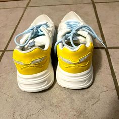 Size 7 Shein Sneakers, Brand New, Never Worn. Good Condition And Very Comfortable. Trendy Yellow Sneakers For Summer, Trendy Yellow Summer Sneakers, Trendy Yellow Sneakers For Spring, Yellow Sneakers For Spring Streetwear, Yellow Synthetic Sneakers For Spring, Casual Yellow Sneakers For Summer, Trendy Yellow Sneakers For Sports, Trendy Yellow Sports Sneakers, Casual Neon Yellow Sneakers With Round Toe