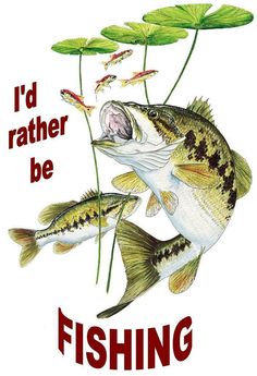 there is a poster with two fish on it and the words i'd rather be fishing