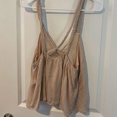 Tobi Size Large Champagne Color Tank Top With Braided Straps