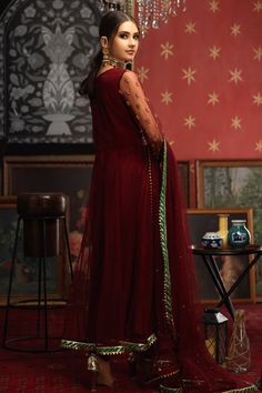 Shiza (Three Piece)– Zaaviay Green It, Glam Look, Net Dupatta, Glam Looks, Cut It, Churidar, Maroon Color, Raw Silk, Three Piece