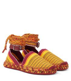 Channel summer vibes into your shoe edit with Chloe's Meril espadrilles. This pair is woven from bright red, orange, and yellow yarns and feature a braided element on the buckled ankle straps. | Chloé Meril espadrilles Orange And Yellow, Ankle Straps, Flip Flop, Bright Red, Summer Vibes, Chloe, Flip Flops, Espadrilles, Luxury Fashion