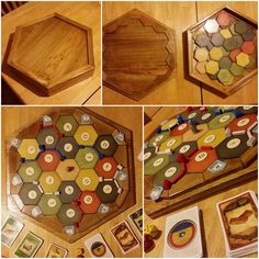 several different pictures of a board game on a table