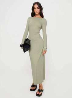 Rain Fire Long Sleeve Maxi Dress Sage Dress Sage, Sage Dress, Maxi Dress Long, Dress Long Sleeves, Fleece Dress, Outerwear Outfit, Sleeve Maxi Dress, Basic Dress, Curve Dresses