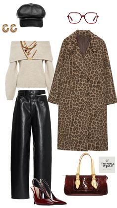 #outfitsideas #outfitinspo #streetstyle #mode #casual #louisvuittonbag #leopardcoat #lookoftheday #winteroutfit Leopard Coat, Aesthetic Outfits, Chic Outfits, Lookbook, My Style, Clothes For Women