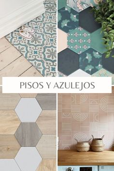 several different types of tiles in various colors