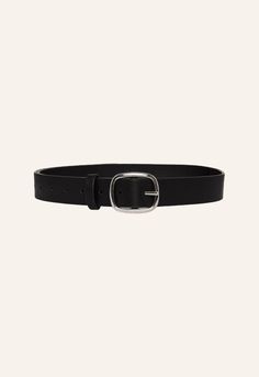 Our narrowest go-to belt to pull together classic, easy looks. Featuring a black 35mm leather strap and silver hardware, this belt is as essential as it gets. 100% Leather.Made in Italy. Belt Measurement Chart Size Small Medium Large Hole 1 62.5 72.5 82.5 Hole 2 65.5 75.5 85.5 Hole 3 68 78 88 Hole 4 70.5 80.5 90.5 Hole 5 73 83 93 Hole 6 75.5 85.5 95.5 Hole 7 78 88 98 Hole 8 80.5 90.5 100.5 Hole 9 83 93 103 Waist: Measure around your natural waistline - this is usually the narrowest point on your Plunge Top, High Hips, Measurement Chart, Wide Belt, Rib Cage, Belt Size, Black Belt, Silver Hardware, A Black