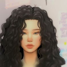 an animated image of a woman with curly hair