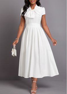 Color:White;Size:S;Size:M;Size:L;Size:XL;Size:XXL;Package Contents:1 X Dress;Occasion:Other;Style:Casual; Long White Dress Outfit Casual, White Church Outfit, Church Clothes For Women, Christian Dressing, White Church Dress, Lady Outfits, Stand Collar Dress, Queen Esther, Church Clothes